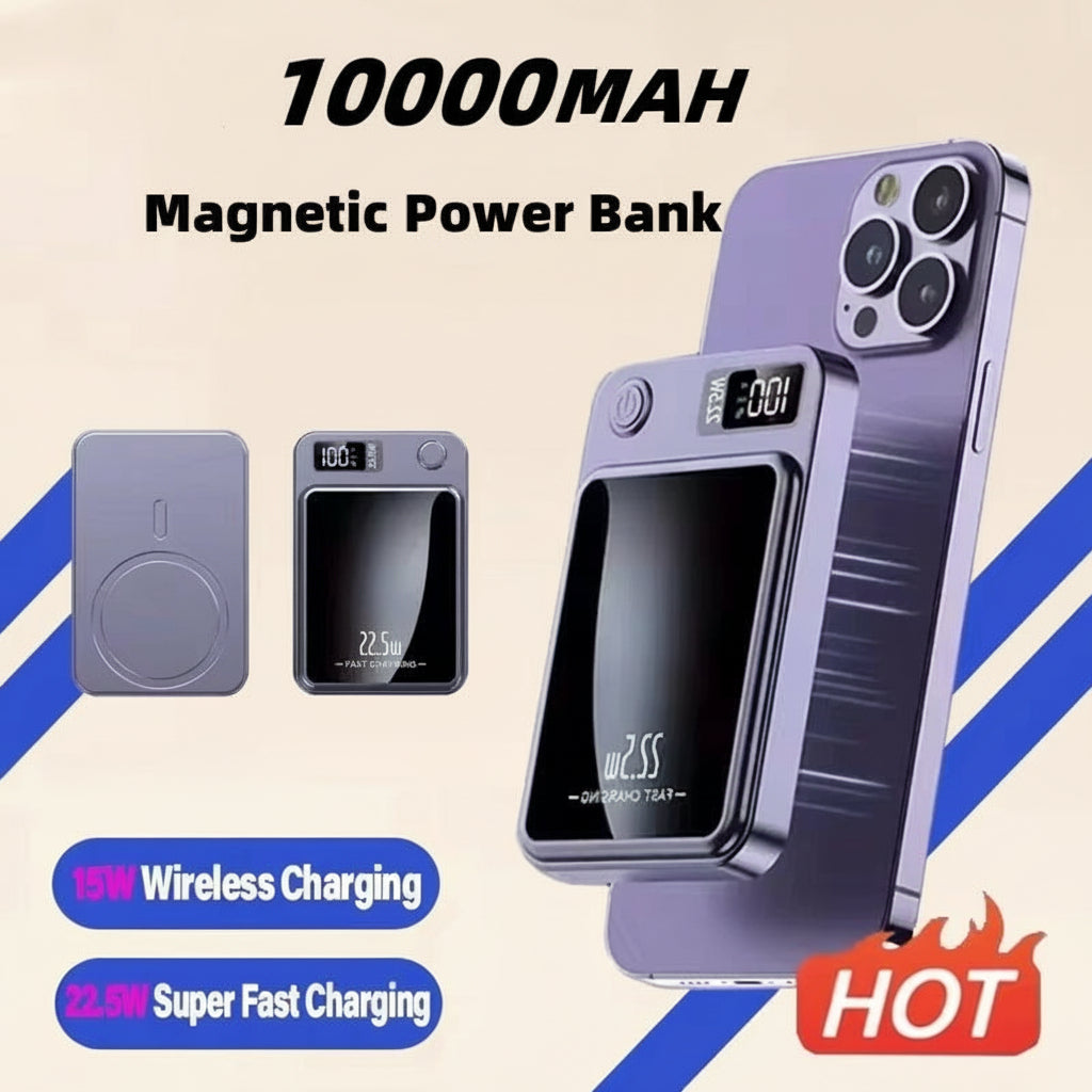10000Mah Power Bank Magnetic Wireless 22.5W Ultra Capacity Super Fast Charging Magnetic Power Bank for Iphone15 Huawei Samsung